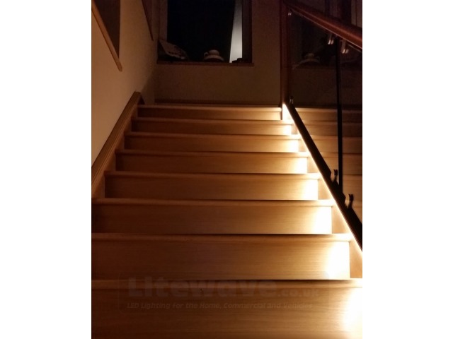 Staircase with 1000Lm/M Samsung LED Strips along sides